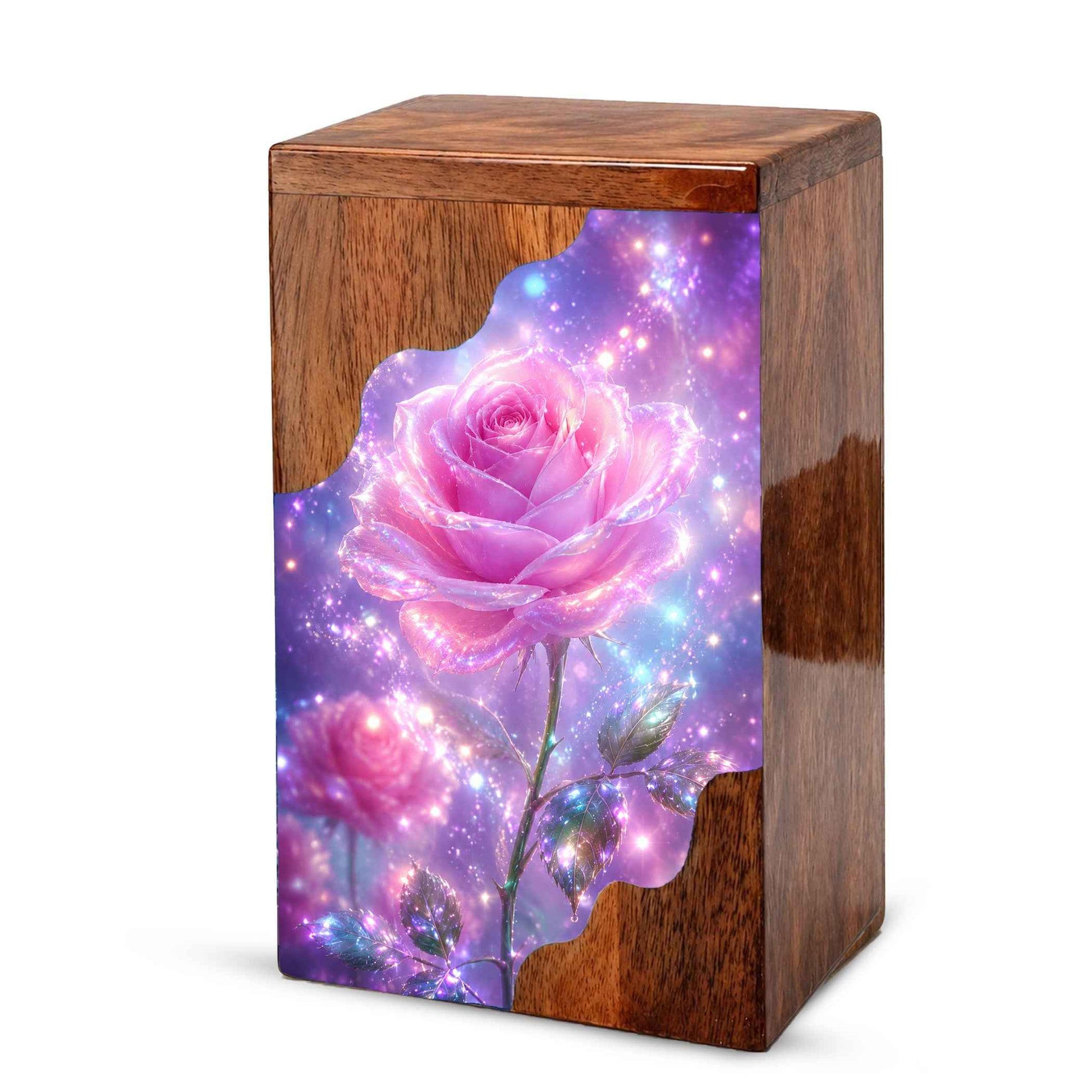 Pink Rose Wooden Cremation Urn – Wooden Urn for Human Ashes