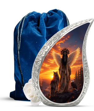 Native Wolf Cremation Urn for Mom – Beautiful Adult Female Memorial Urn for Human Ashes