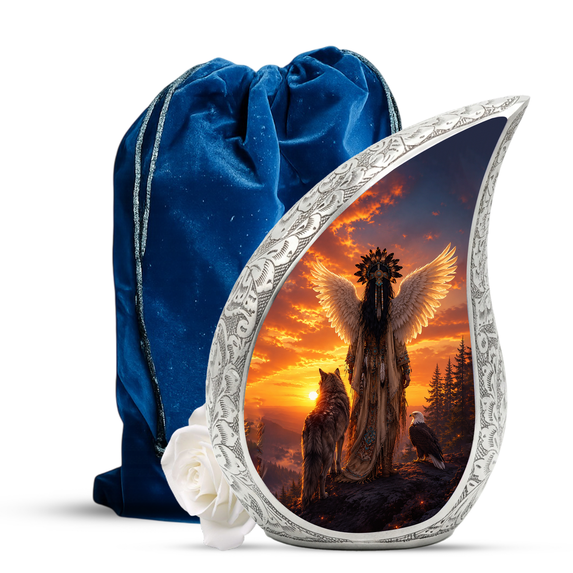Native Wolf Cremation Urn for Mom – Beautiful Adult Female Memorial Urn for Human Ashes