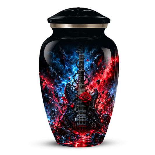Personalized Electric Guitar Cremation Urn for Ashes, Black Adult  Memorial Urn, Music Lover Tribute Urn