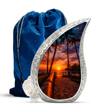 Ocean Beach Sunset Urn for Human Ashes | Beach-Themed Adult Cremation Urn