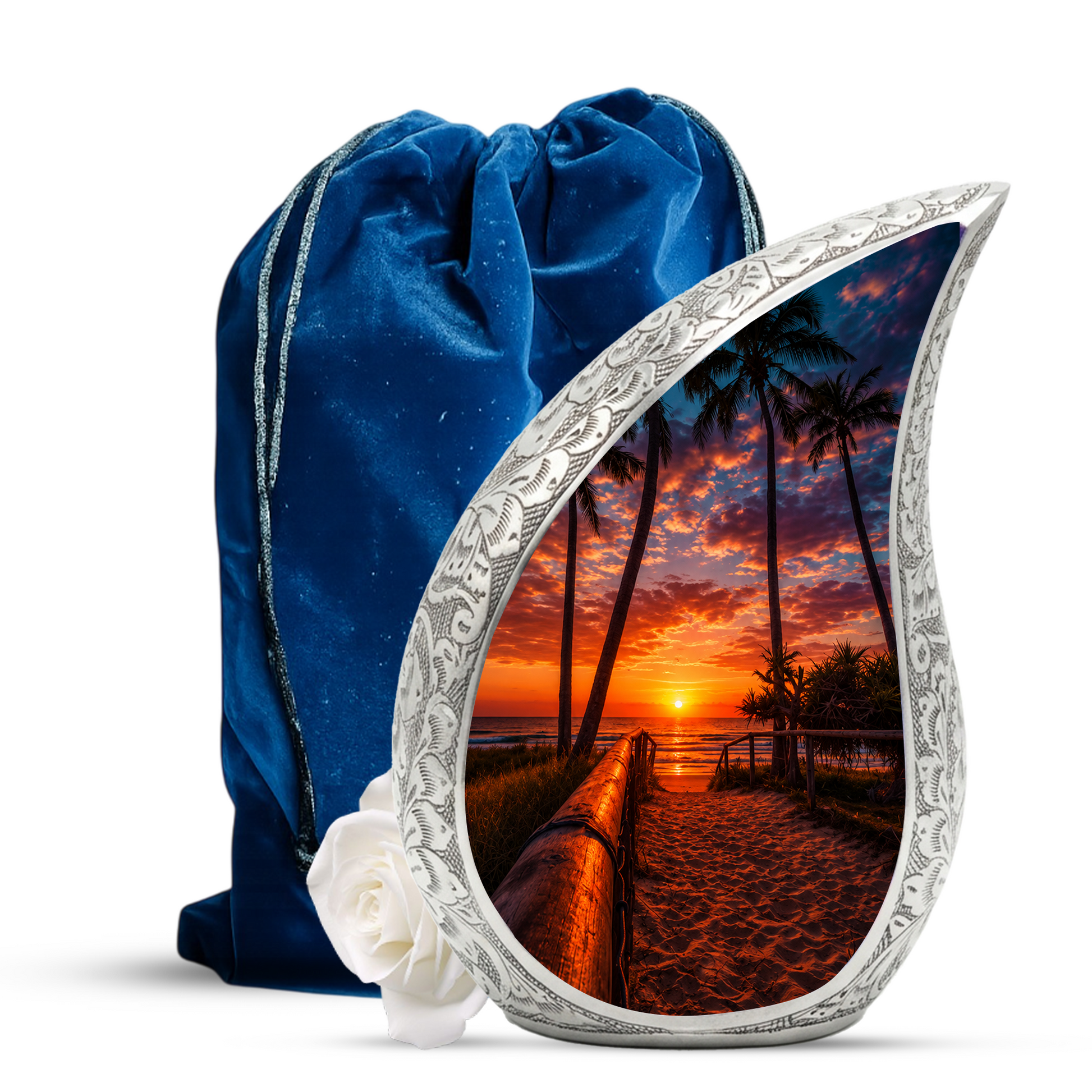 Ocean Beach Sunset Urn for Human Ashes | Beach-Themed Adult Cremation Urn
