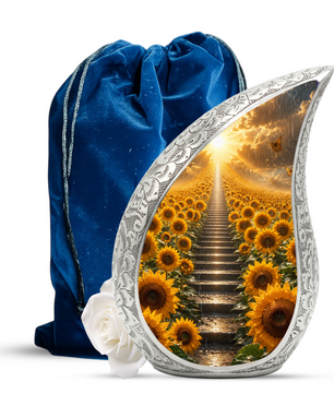 Sunflower Sunrise Urn for Human Ashes | Beautiful Floral Cremation Urn for Mom & Women