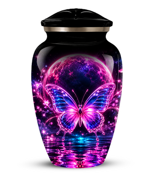 Personalized Butterfly Cremation Urn for Ashes, Pink Purple Galaxy Butterfly Adult Urn, Custom Memorial Urn