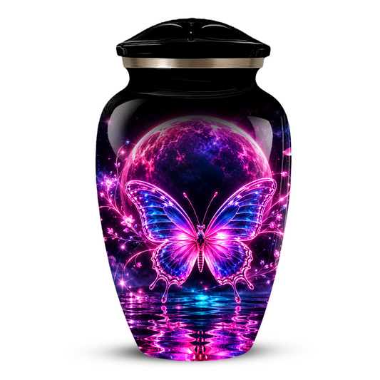 Personalized Butterfly Cremation Urn for Ashes, Pink Purple Galaxy Butterfly Adult Urn, Custom Memorial Urn