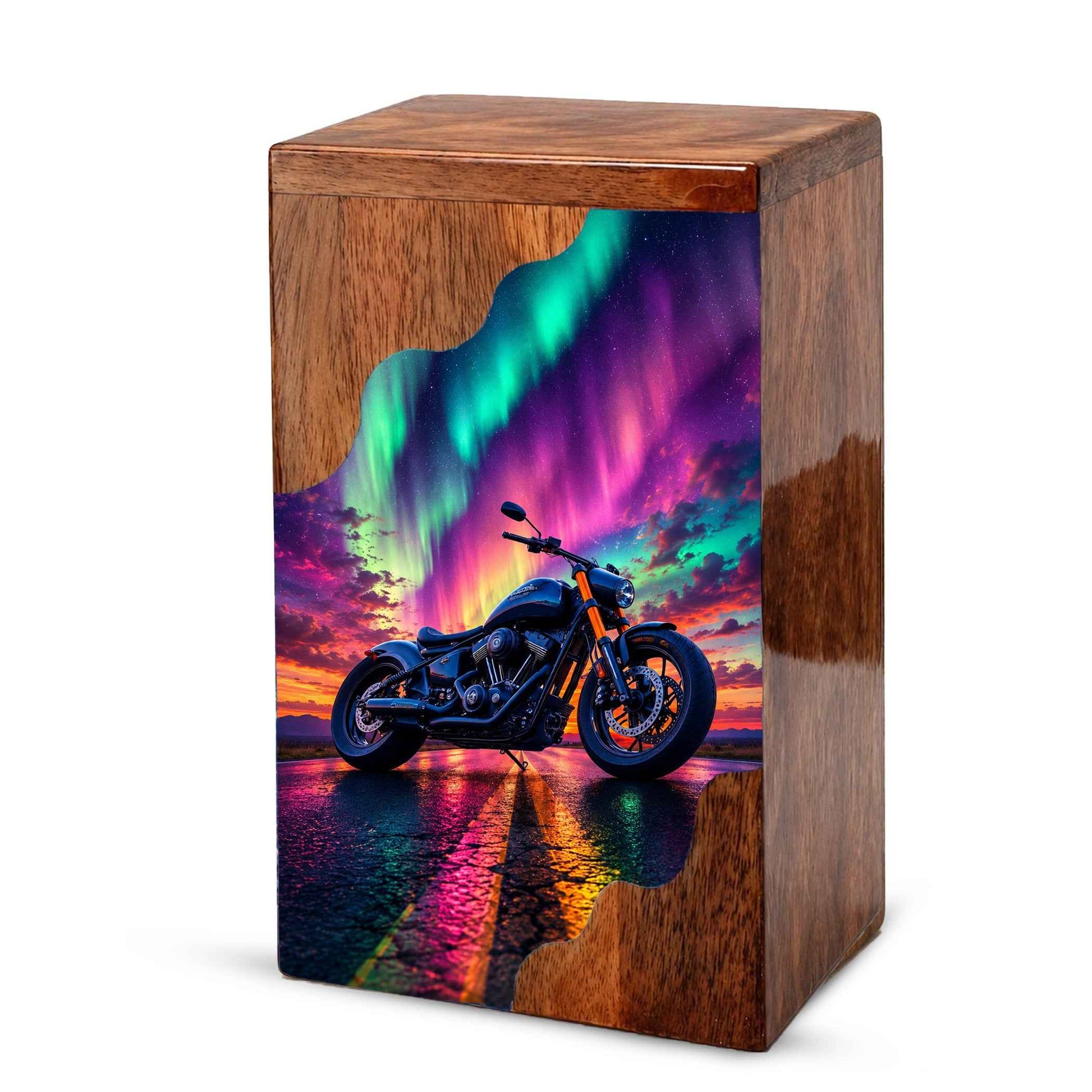 Motorcycle Wooden Cremation Urn – Wooden Urn for Human Ashes