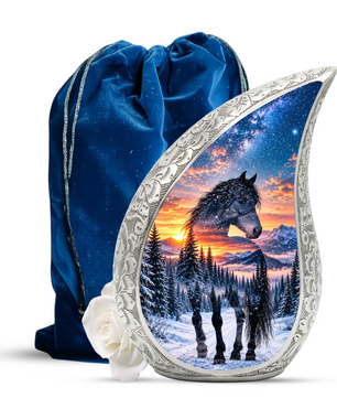 Horse Adult Urn for Ashes, Black Horse Cremation Urn for Human Ashes