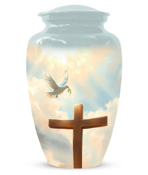 Christian Cross Cremation Urn for Mom – Dove Memorial Urn for Ashes