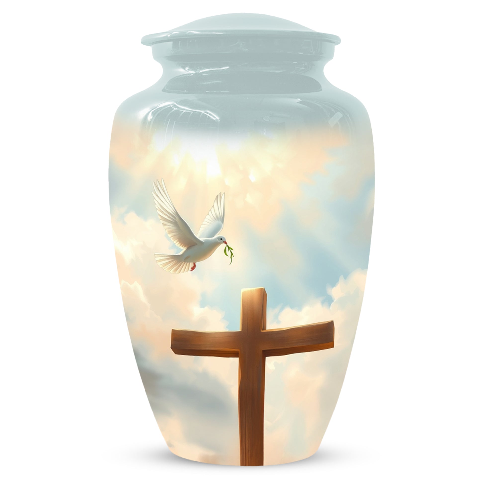 Christian Cross Cremation Urn for Mom – Dove Memorial Urn for Ashes