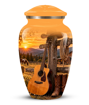 Personalized Cowboy Cremation Urn for Ashes, Country Music Guitar Design, Custom Adult Urn