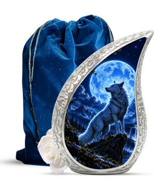 Wolf Cremation Urn for Ashes | Blue Moon Wolf Adult keepsake urn