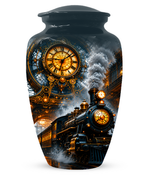 Train Cremation Urn for Men | Steam Locomotive Memorial Urn for Ashes Male