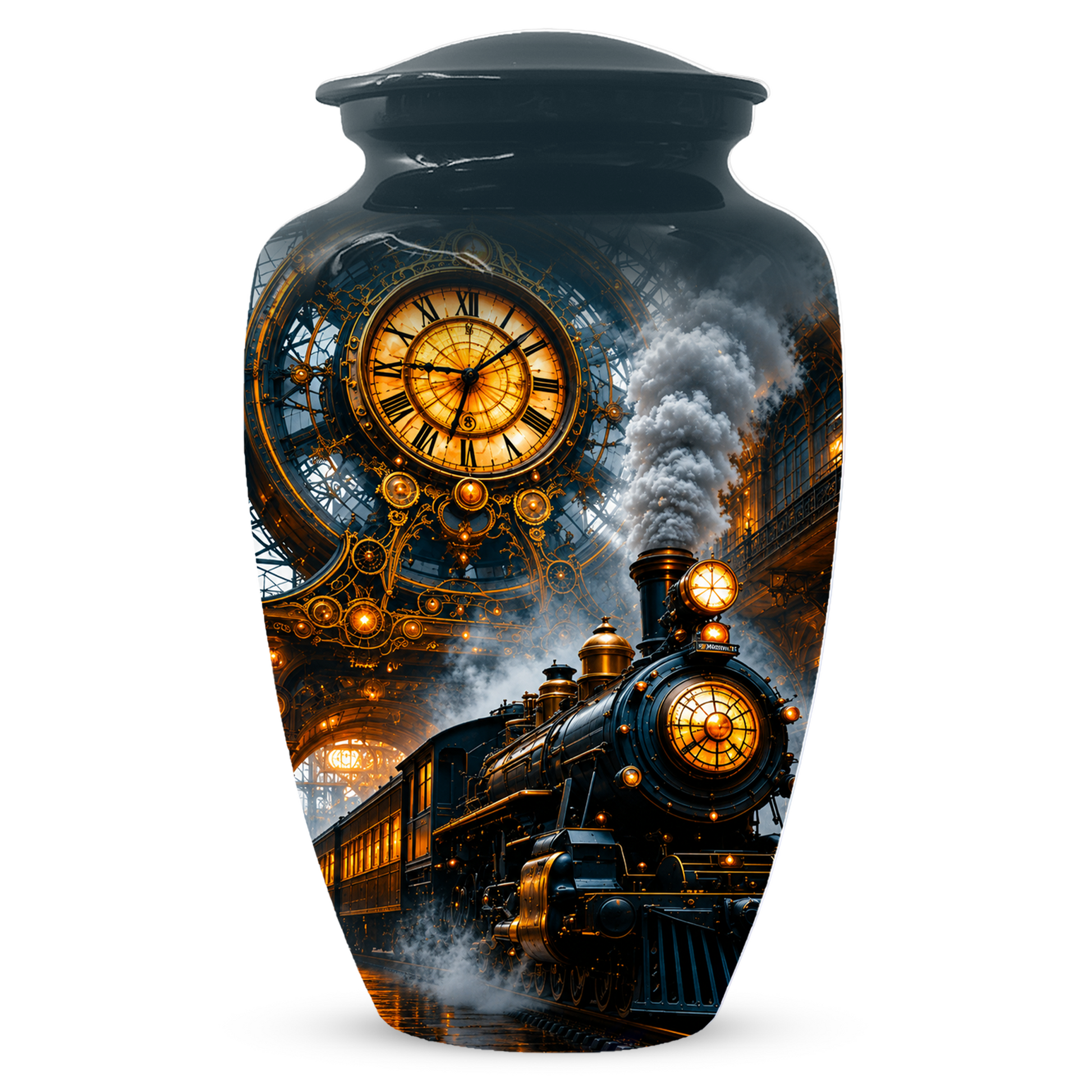 Train Cremation Urn for Men | Steam Locomotive Memorial Urn for Ashes Male