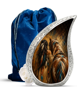 Native American Horse Memorial Urn for Mom, Beautiful Cremation Urn for Women