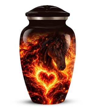 Personalized Horse Cremation Urn for Ashes, Fiery Horse Memorial Urn, Custom Equine Urn