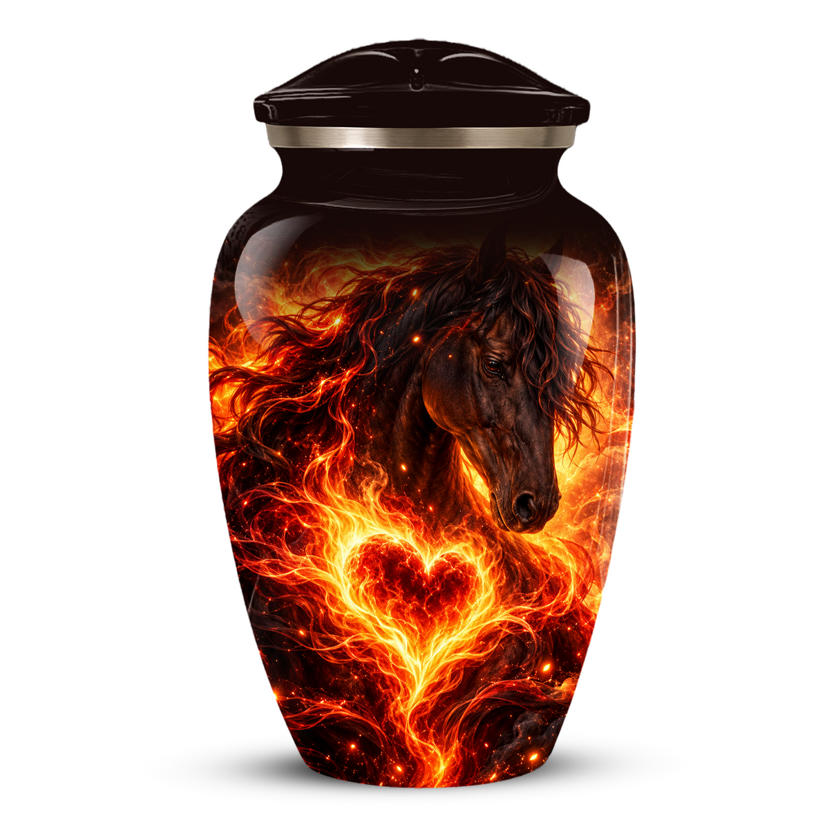 Personalized Horse Cremation Urn for Ashes, Fiery Horse Memorial Urn, Custom Equine Urn