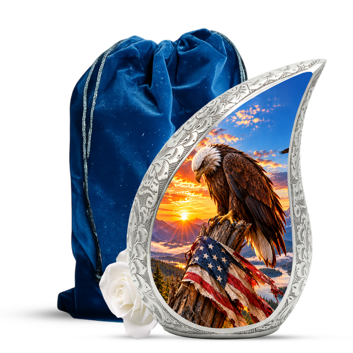 American Eagle Cremation Urn for Adult Ashes – Patriotic Bald Eagle Memorial Urn