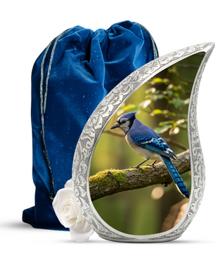 Blue Jay Memorial Urn for Mom | Personalized Funeral Urn