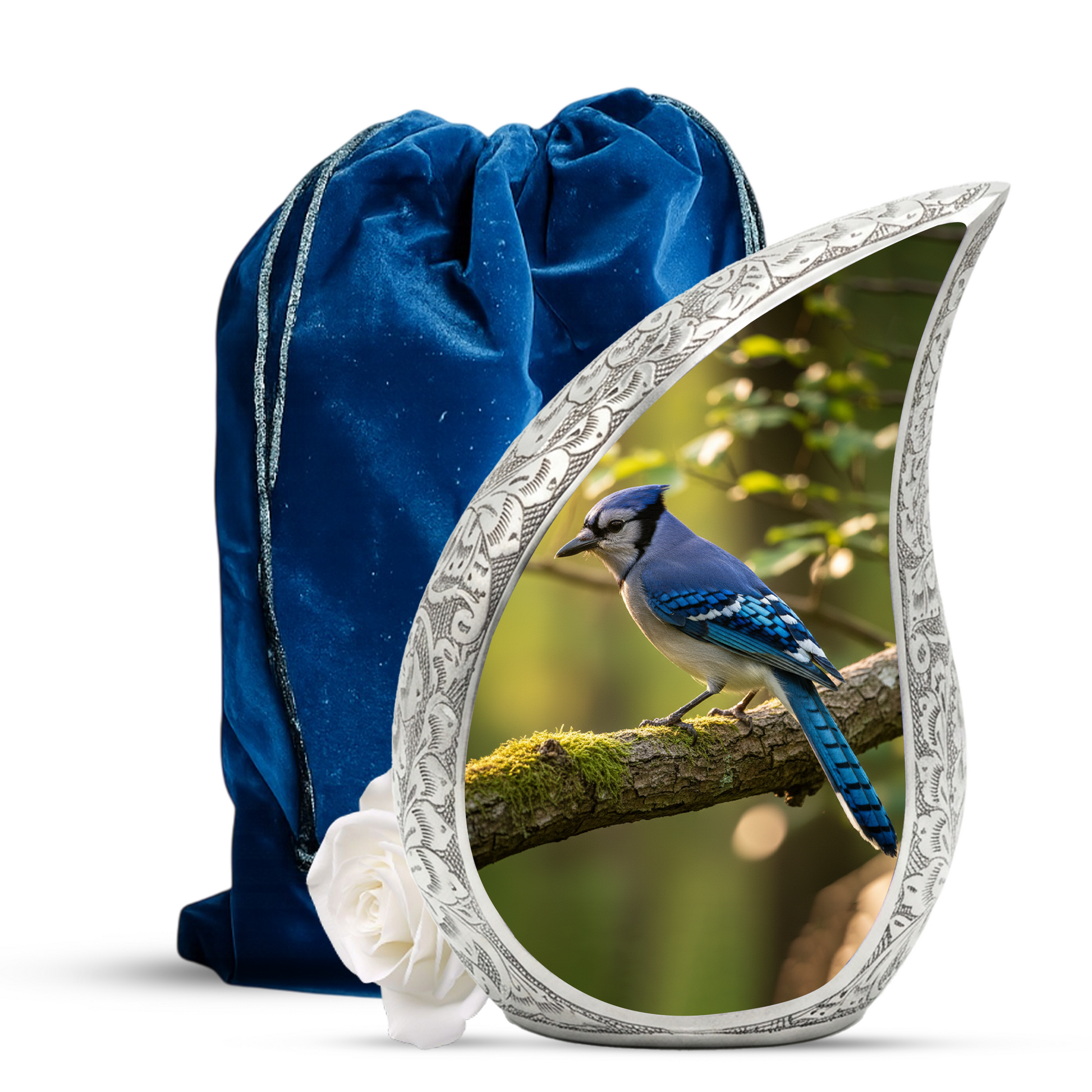 Blue Jay Memorial Urn for Mom | Personalized Funeral Urn
