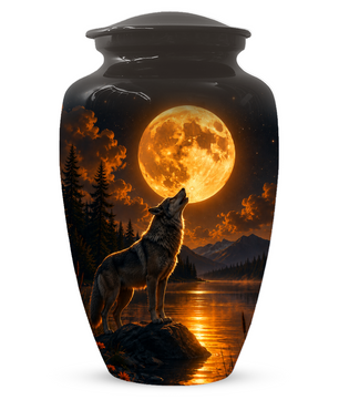 Wolf Cremation Urn for Dad - Mountain Lake Memorial Large Keepsake Urns