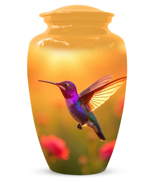 Golden Hummingbird Sunset Adult Urn for Human Ashes | Elegant Adult Cremation Urn