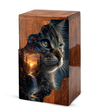 Personalized Cat Urn, Custom Pet Urn for Cat, Wooden Cremation Urn