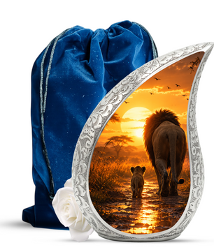 Lion Sunset Adult Urn for Ashes | Premium Adult Cremation Urn for Human Ashes Memorial