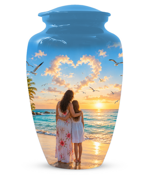 Customizable Mother Daughter Cremation Urn - Custom Photo Text Large Urn Keepsake