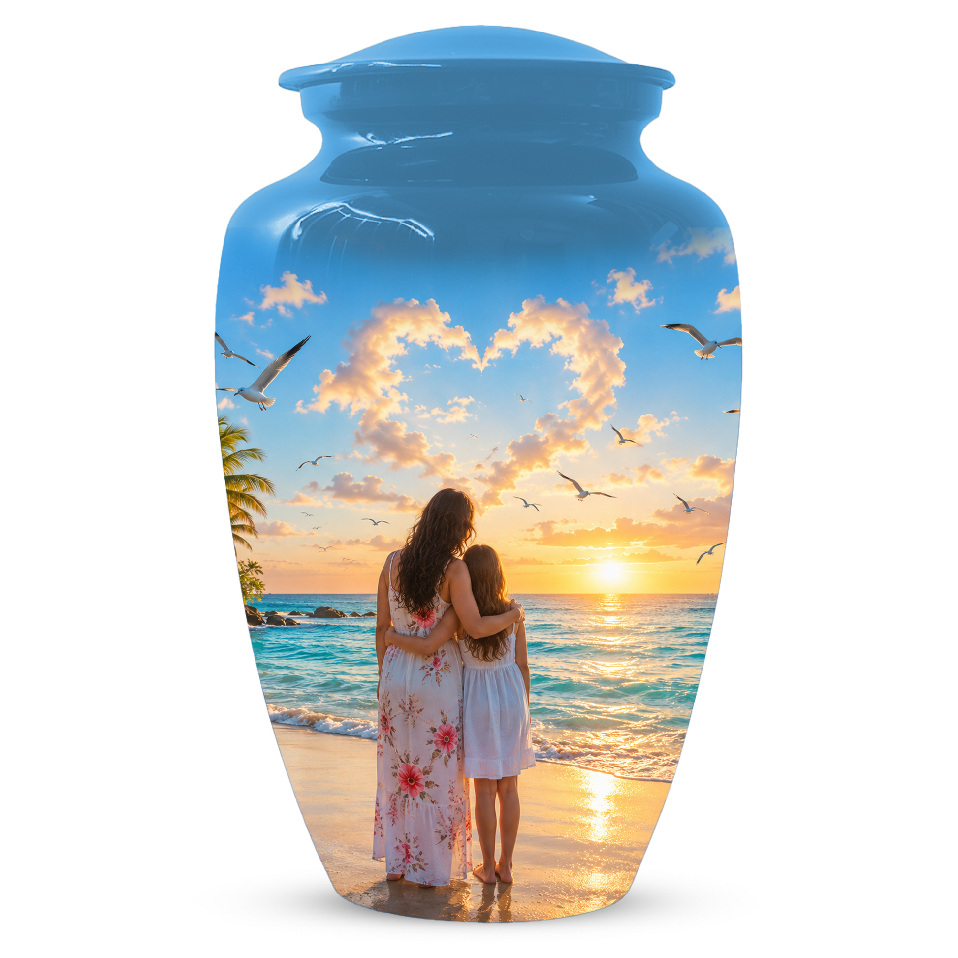 Customizable Mother Daughter Cremation Urn - Custom Photo Text Large Urn Keepsake