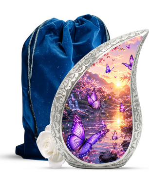 Purple Butterfly Sunset Urn for Ashes | Butterfly Urns for Human Ashes, Butterfly Urn for Cremation