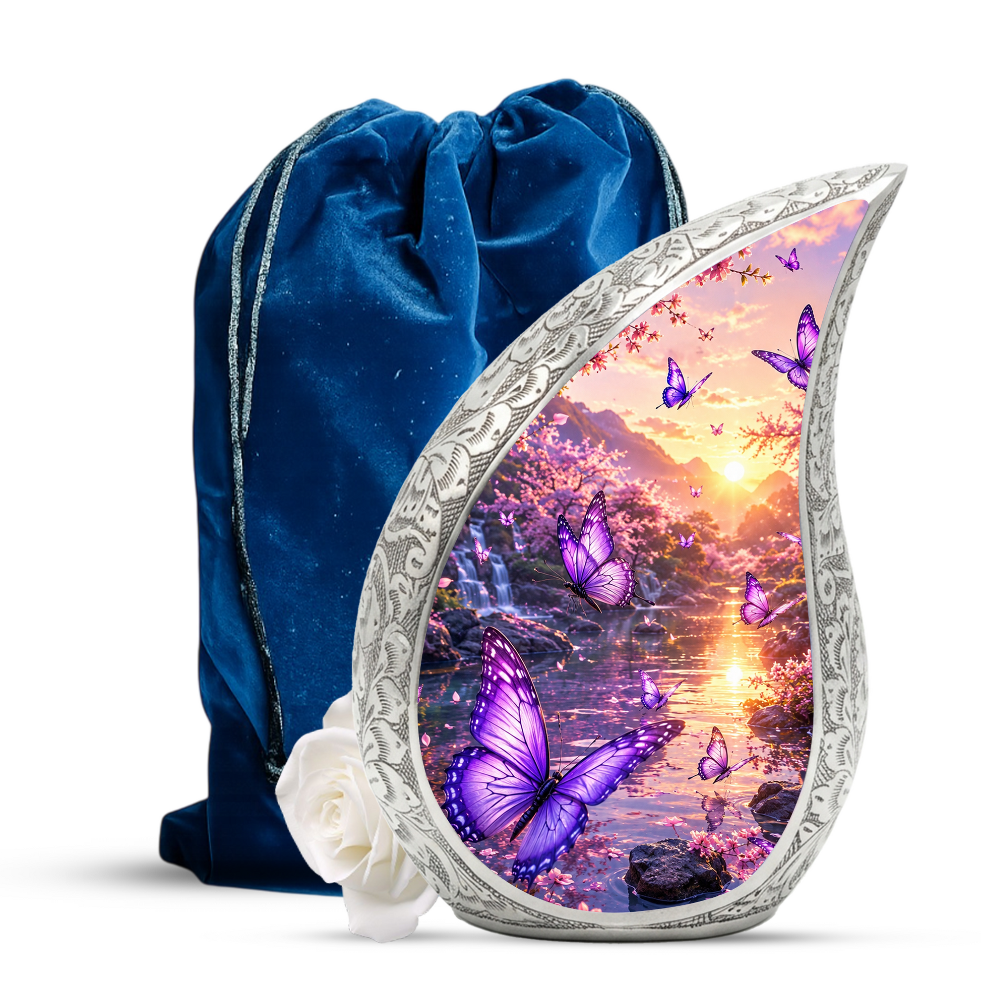 Purple Butterfly Sunset Urn for Ashes | Butterfly Urns for Human Ashes, Butterfly Urn for Cremation