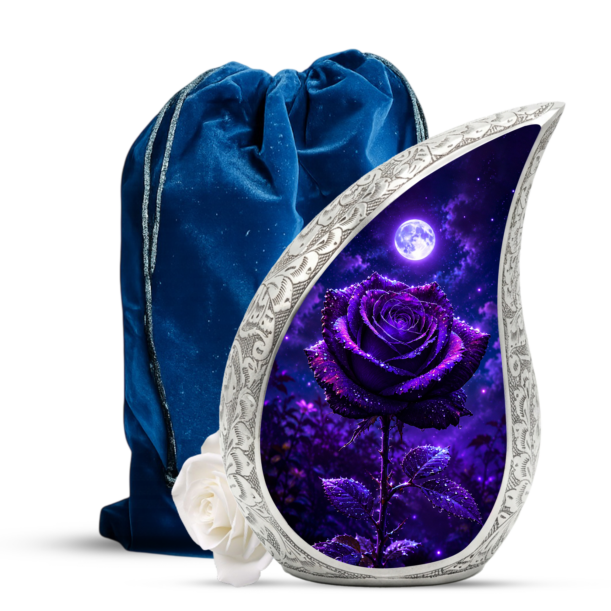 Purple Rose Urn for Human Ashes – Beautiful Memorial Urn for Mom