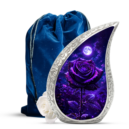 Purple Rose Urn for Human Ashes – Beautiful Memorial Urn for Mom