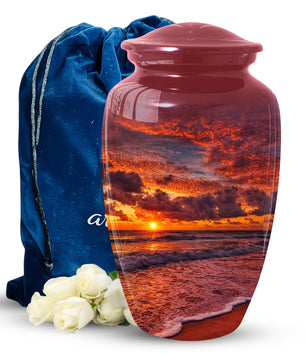 Product Title  Sunset Beach Urn for Mom | Adult Cremation Large  Urn for Ashes | Memorial Urn for Women