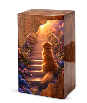 Dog Wooden Cremation Urn – Pet Memorial Urn for Dog Ashes
