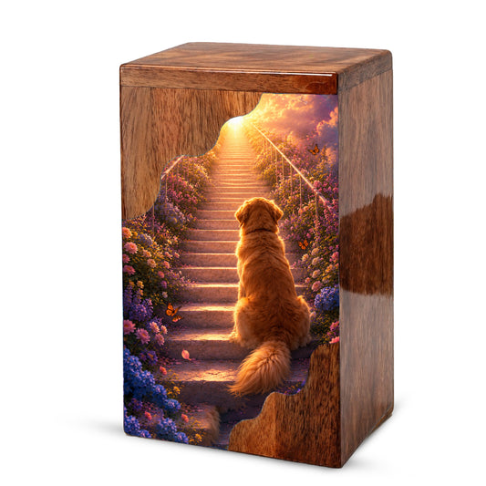 Dog Wooden Cremation Urn – Pet Memorial Urn for Dog Ashes