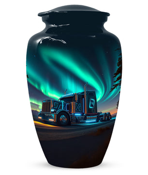 Semi Truck Cremation Urn for Ashes - Personalized Trucker Memorial for Dad | Big Rig Funeral Urns for Adult Male