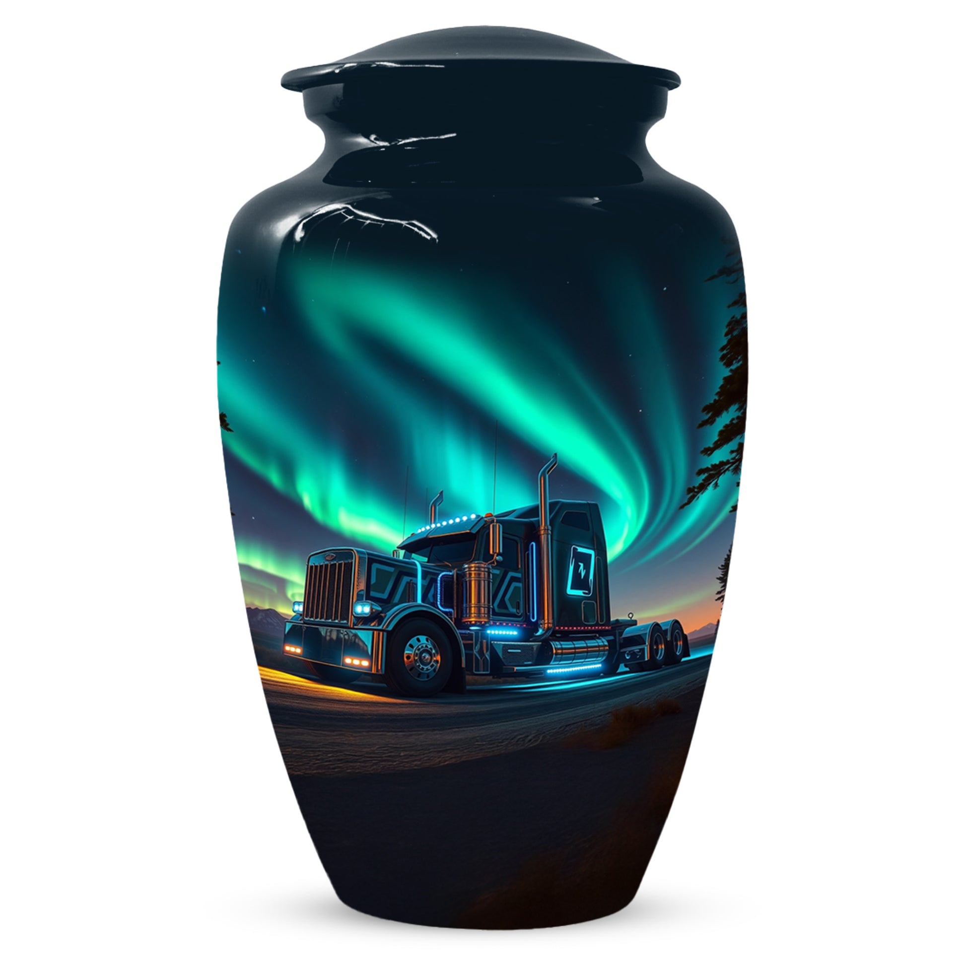 Semi Truck Cremation Urn for Ashes - Personalized Trucker Memorial for Dad | Big Rig Funeral Urns for Adult Male