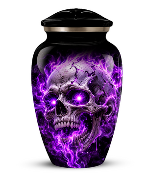 Adult Cremation Urn – Purple Skull & Flames Memorial Urn for Adult Ashes