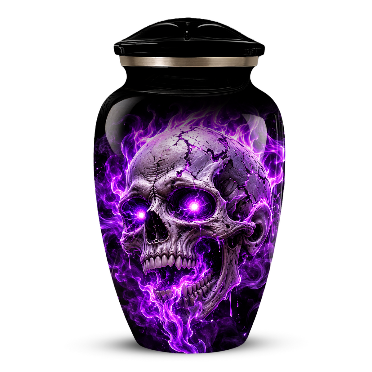 Adult Cremation Urn – Purple Skull & Flames Memorial Urn for Adult Ashes