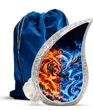 Tiger and Dragon Cremation Urn for Ashes, Fire and Ice Memorial Urn