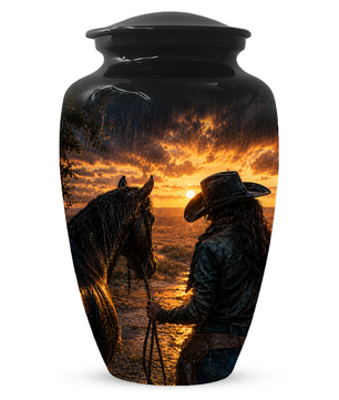 Cowgirl Cremation Urn for Mom - Western Horse Memorial Keepsake Urns | Sunset Equestrian Tribute