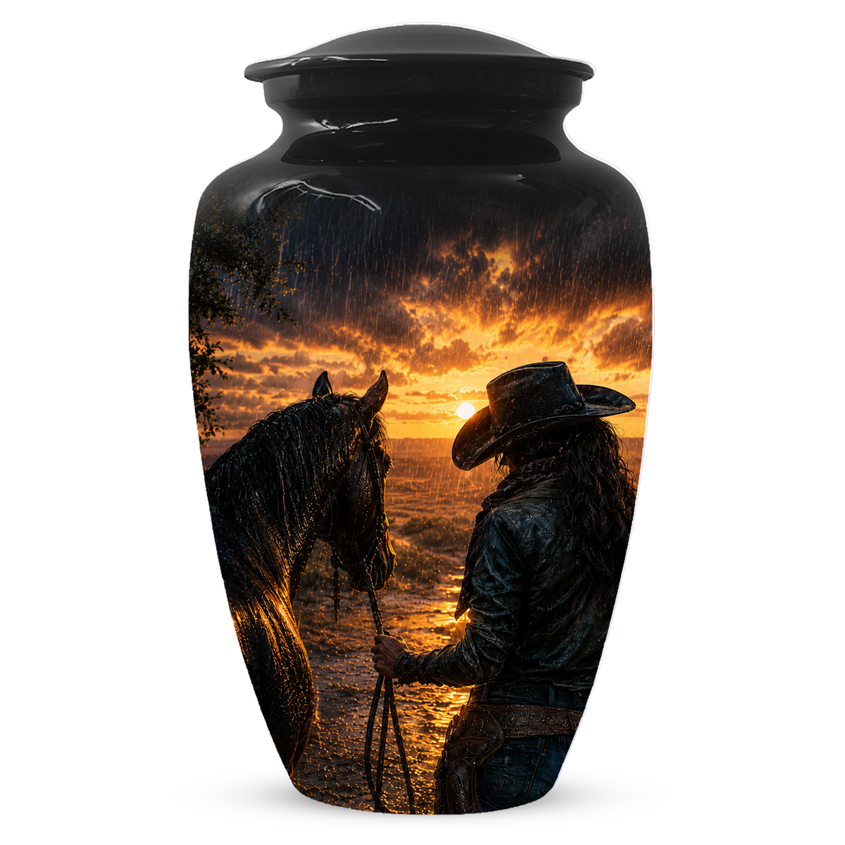 Cowgirl Cremation Urn for Mom - Western Horse Memorial Keepsake Urns | Sunset Equestrian Tribute