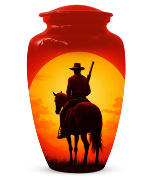 Cowboy Urn for Ashes | Western Horse Cremation Urn for Dad | Custom Funeral Cremation Urn for Men