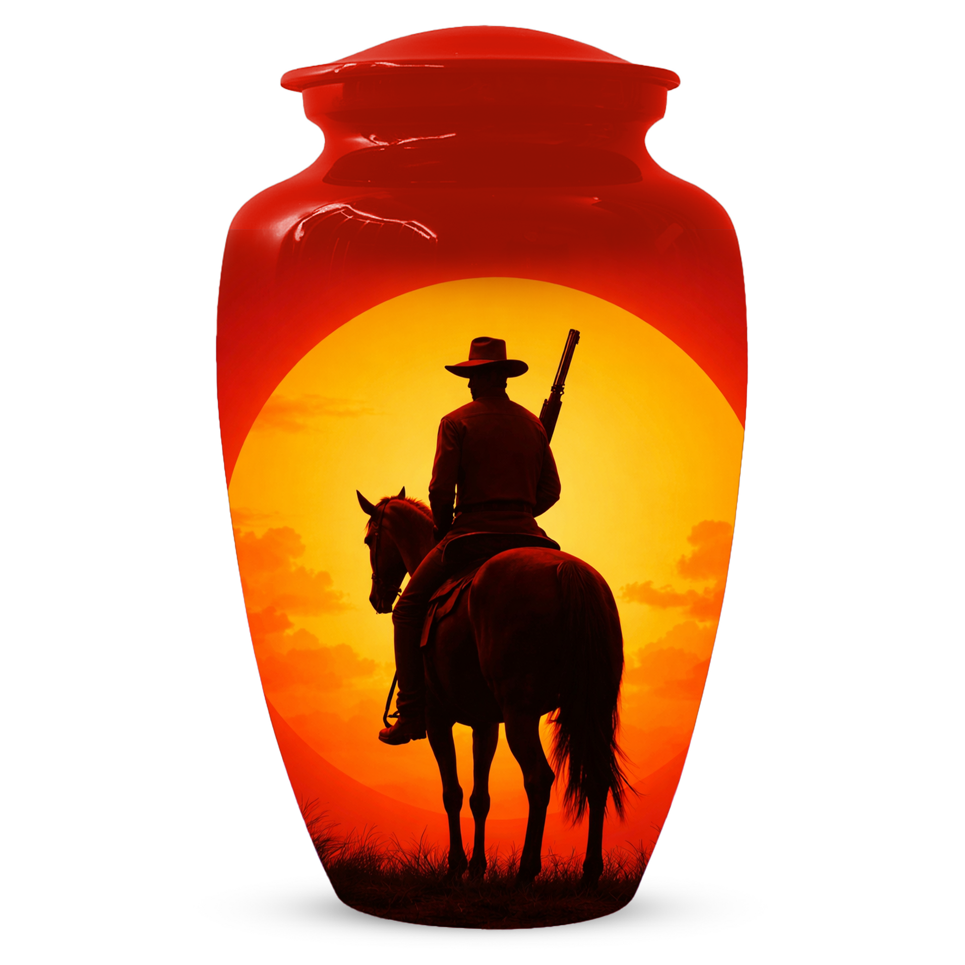 Cowboy Urn for Ashes | Western Horse Cremation Urn for Dad | Custom Funeral Cremation Urn for Men