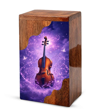 Violin Wooden Cremation Urn – Custom Music Memorial Urn | Wooden Urn for Human Ashes