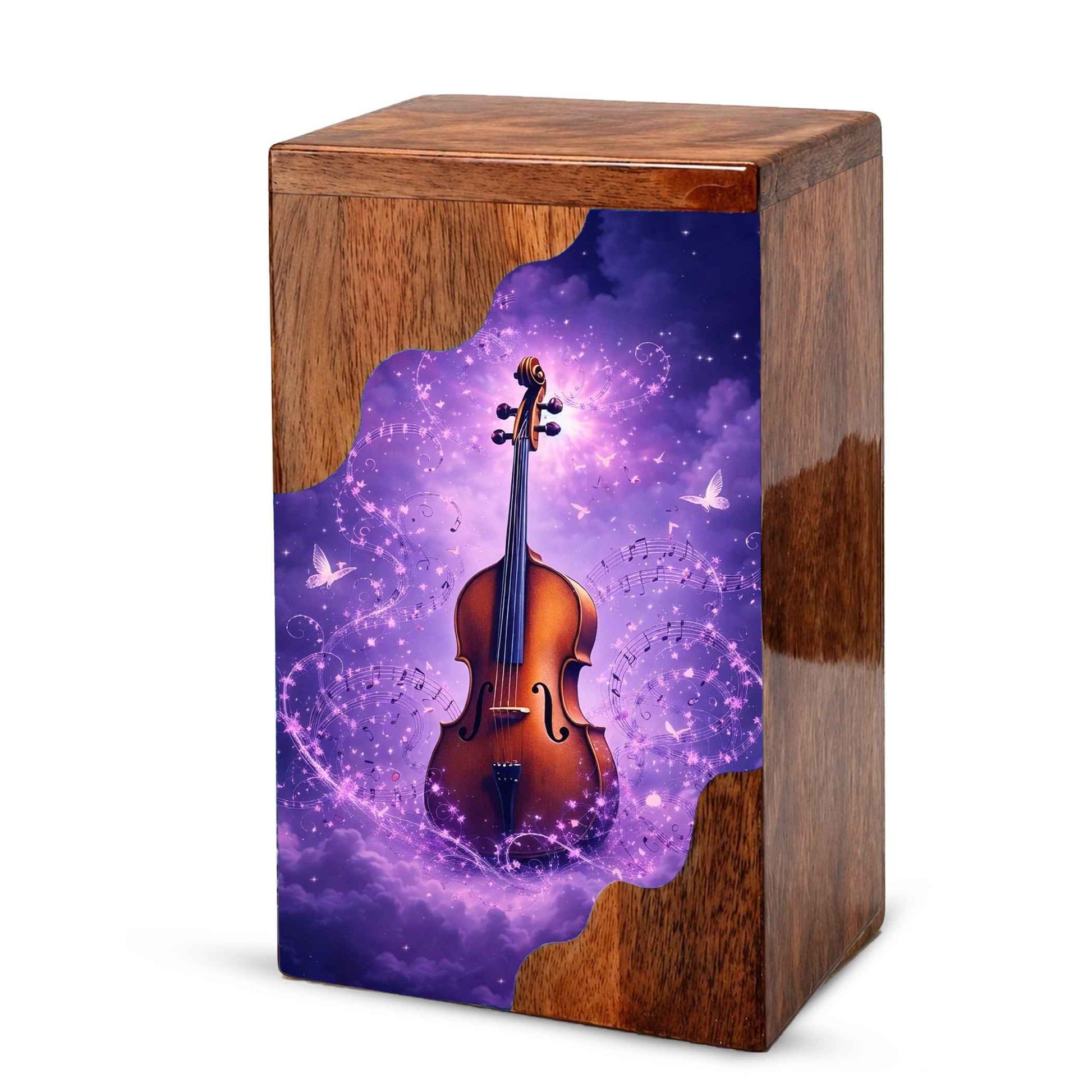 Violin Wooden Cremation Urn – Custom Music Memorial Urn | Wooden Urn for Human Ashes