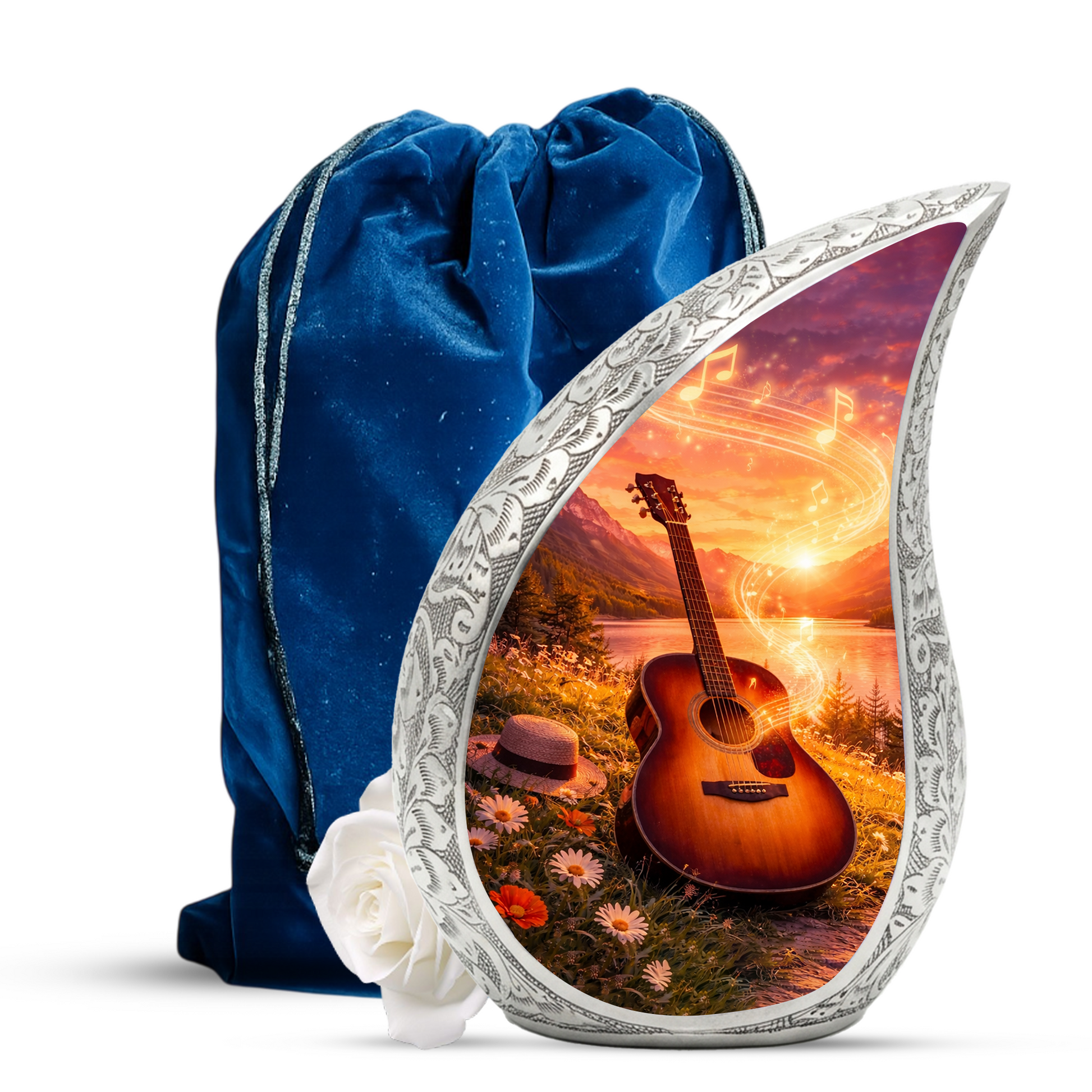 Guitar Lake Adult Urn for Human Ashes – Premium Guitar Cremation Urn