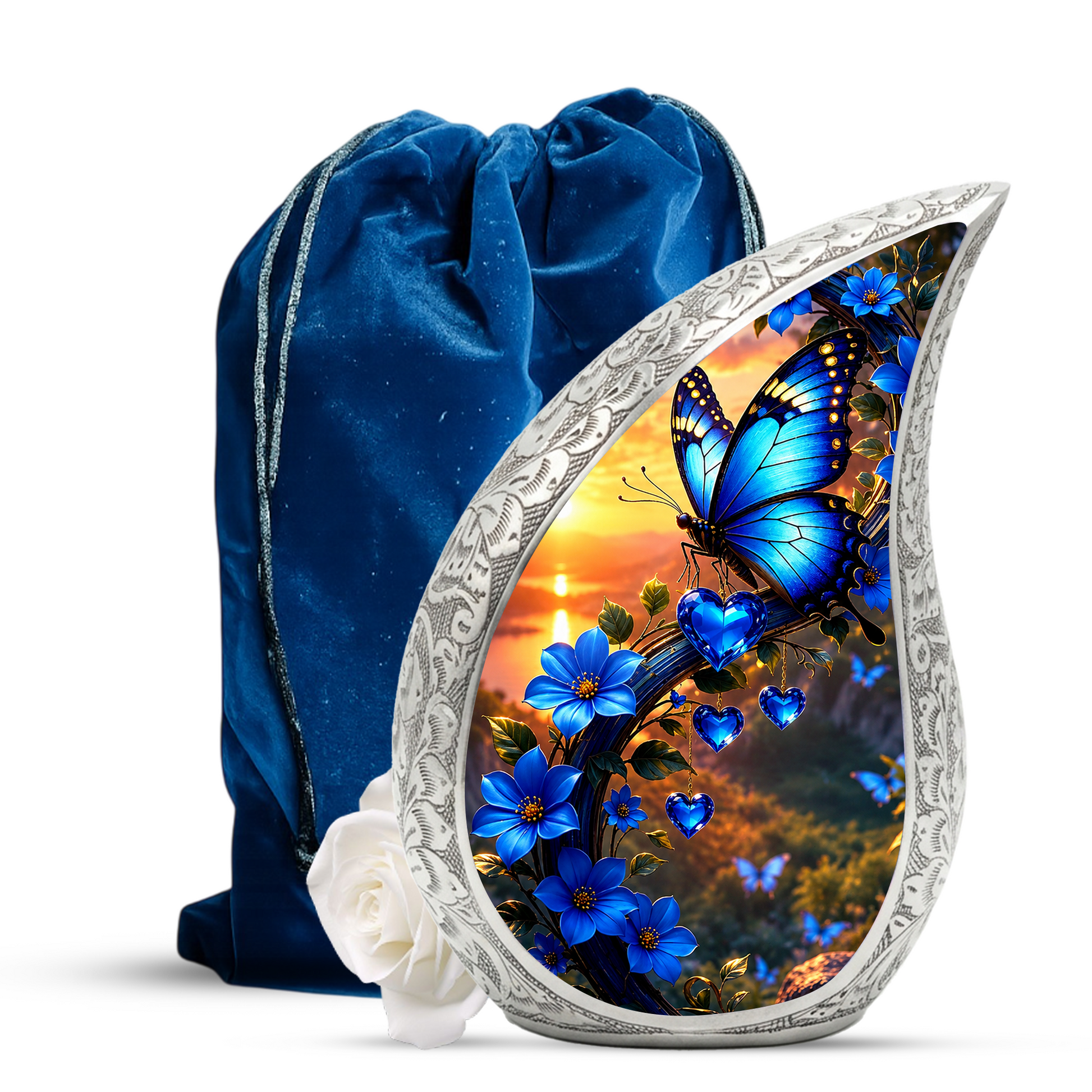 Blue Butterfly Urn for Ashes | Butterfly Urns for Human Ashes, Butterfly Urn for Cremains,