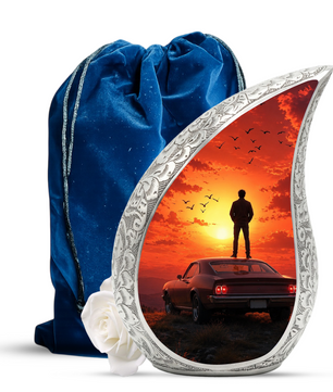Classic Muscle Car Sunset Urn for Adult Ashes – Vintage Car Memorial Cremation Urn
